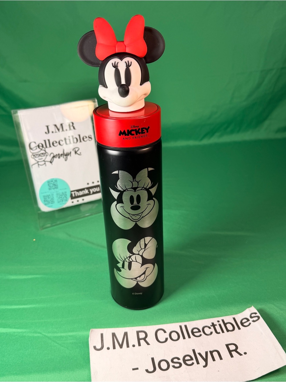 Disney Minnie Mouse Stainless Steel Water Bottle - 3D PVC Topper Lid - 11.5"
